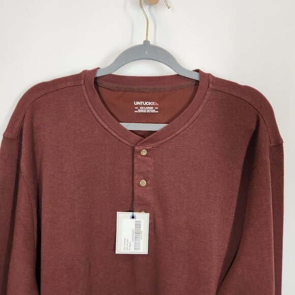 NWT UntuckIt Veneroso Heavyweight Henley‎ in Chestnut Size XXL - Picture 4 of 8